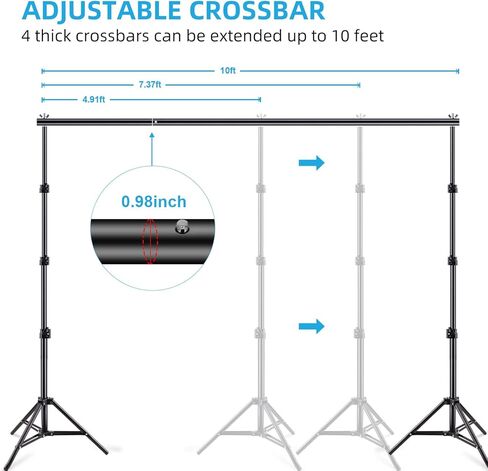 Backdrop Stands, LATZZ 10x8.5ft(WxH) Backdrop Stand Heavy Duty, Photo Backdrop Stand Kit, Adjustable Background Stand with Metal Ground Nails and Nylon Ropes in Kuwait