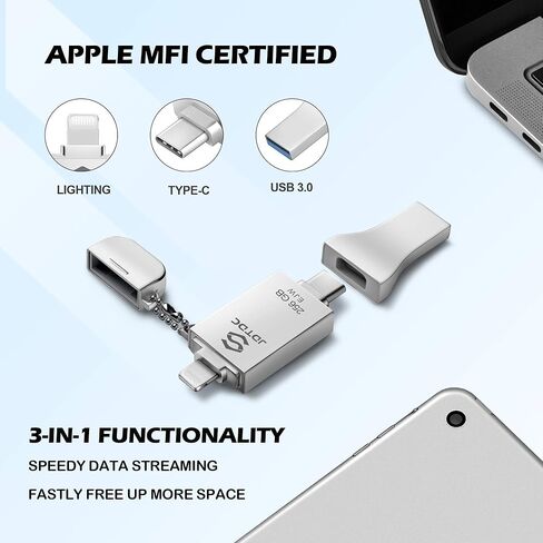 128GB Apple MFi Certified iPhone-Photo-Stick, 3 in 1 USB3.0 iOS Flash-Drive Photo-Stick-for-iPhone Memory-Stick Thumb Drives iPhone Backup Memory Stick for iPhone 15/14/13/12, iPad, Type-C Phone, PC in Kuwait