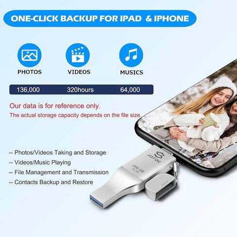 128GB Apple MFi Certified iPhone-Photo-Stick, 3 in 1 USB3.0 iOS Flash-Drive Photo-Stick-for-iPhone Memory-Stick Thumb Drives iPhone Backup Memory Stick for iPhone 15/14/13/12, iPad, Type-C Phone, PC in Kuwait