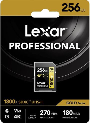 ليكسار بطاقة ذاكرة الفئة الذهبية الاحترافية 1800x 256GB UHS-II U3 SDXC in Saudi Arabia