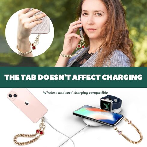 YedsIntu 4 قطع حلية هاتف مع كريستالات، حبل هاتف بسلسلة معدنية عالمية قابلة للفصل، حزام هاتف خلوي بدون استخدام اليدين - مقبض حزام هاتف قابل للتعديل للنساء in Kuwait