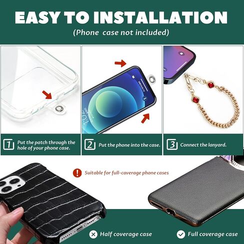 YedsIntu 4 قطع حلية هاتف مع كريستالات، حبل هاتف بسلسلة معدنية عالمية قابلة للفصل، حزام هاتف خلوي بدون استخدام اليدين - مقبض حزام هاتف قابل للتعديل للنساء in Kuwait