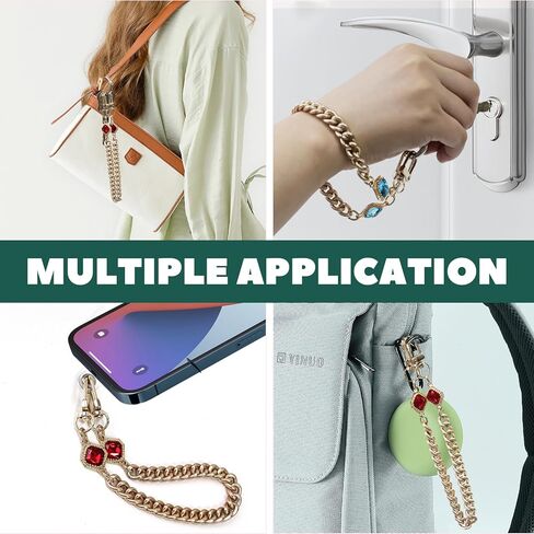 YedsIntu 4 قطع حلية هاتف مع كريستالات، حبل هاتف بسلسلة معدنية عالمية قابلة للفصل، حزام هاتف خلوي بدون استخدام اليدين - مقبض حزام هاتف قابل للتعديل للنساء in Kuwait