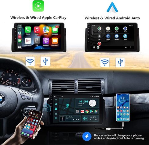Eonon CarPlay & Android Auto Car Stereo Receiver, Android 10.0 Car Stereo Ultra-Thin 3+32GB Car Radio, Compatible with BMW 3 Series 1999-2005 (E46), Bluetooth 5.0/4 Sets of UI, 9 Inch-Q50Pro in Saudi Arabia