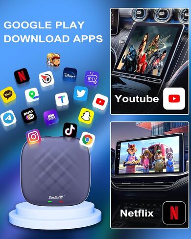 CarlinKit Android 12.0 System Wireless CarPlay Adapter - Apple CarPlay & Android Auto Magic Box Netflix YouTube Google Play QCM6125 8core 4G+64G WiFi 2.4G+5G Bluetooth 4.2BLE+5.0 GPS+Glonass 4GNetwork in Saudi Arabia