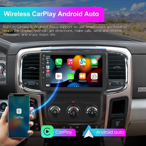 Android 12 [2GB+32GB] راديو السيارة متوافق مع Dodge Ram 2013-2019 1500 2500 3500 مع CarPlay اللاسلكي Android Auto، ستيريو 9 بوصة مع GPS/FM/WiFi/USB/SWC (يناسب التيار المتردد اليدوي فقط) in Kuwait