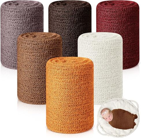Tudomro 6 Pcs Newborn Photography Props Baby Stretch Wraps Set 6 Colors Breathable Infant Wrap Unisex Long Ripple Blanket for Girl Boy Posing DIY Photoshoot Baby Shower, 15.8" x 59"(Fresh Color) in Saudi Arabia