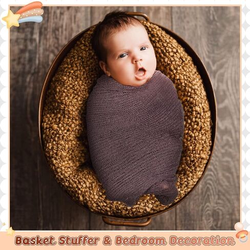 Tudomro 6 Pcs Newborn Photography Props Baby Stretch Wraps Set 6 Colors Breathable Infant Wrap Unisex Long Ripple Blanket for Girl Boy Posing DIY Photoshoot Baby Shower, 15.8" x 59"(Fresh Color) in Saudi Arabia