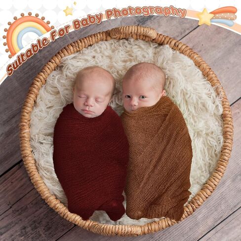 Tudomro 6 Pcs Newborn Photography Props Baby Stretch Wraps Set 6 Colors Breathable Infant Wrap Unisex Long Ripple Blanket for Girl Boy Posing DIY Photoshoot Baby Shower, 15.8" x 59"(Fresh Color) in Saudi Arabia