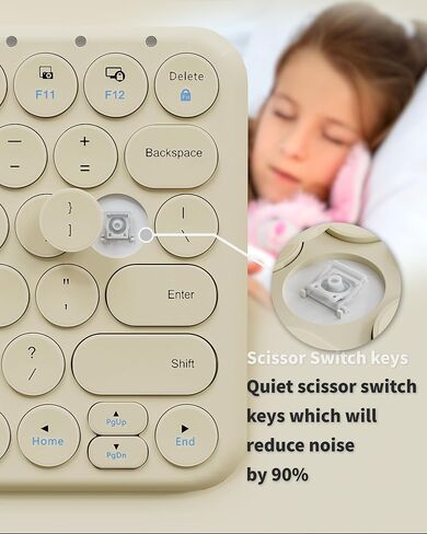 Mini Bluetooth Keyboard, Low Profile Quiet Keys (Khaki) in Kuwait