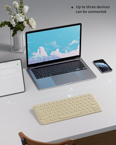 Mini Bluetooth Keyboard, Low Profile Quiet Keys (Khaki) in Kuwait