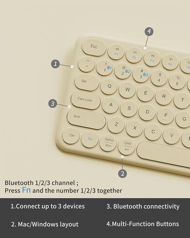 Mini Bluetooth Keyboard, Low Profile Quiet Keys (Khaki) in Kuwait