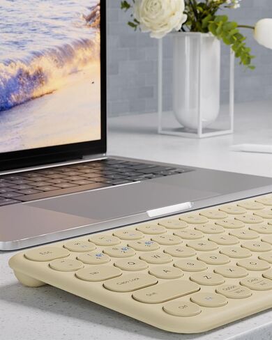 Mini Bluetooth Keyboard, Low Profile Quiet Keys (Khaki) in Kuwait