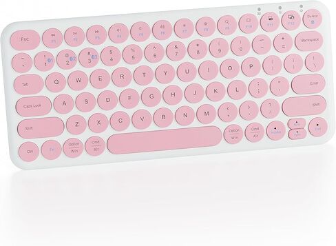 لوحة مفاتيح بلوتوث صغيرة - لوحة مفاتيح لاسلكية محمولة متعددة الأجهزة - 78 مفتاحًا لوحة مفاتيح جمالية هادئة لأجهزة iPad والكمبيوتر اللوحي والكمبيوتر المحمول والكمبيوتر الشخصي والكمبيوتر المحمول وWindows وMac وChrome OS وAndroid in Kuwait