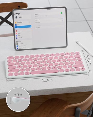 لوحة مفاتيح بلوتوث صغيرة - لوحة مفاتيح لاسلكية محمولة متعددة الأجهزة - 78 مفتاحًا لوحة مفاتيح جمالية هادئة لأجهزة iPad والكمبيوتر اللوحي والكمبيوتر المحمول والكمبيوتر الشخصي والكمبيوتر المحمول وWindows وMac وChrome OS وAndroid in Kuwait