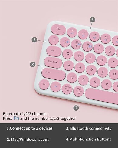 لوحة مفاتيح بلوتوث صغيرة - لوحة مفاتيح لاسلكية محمولة متعددة الأجهزة - 78 مفتاحًا لوحة مفاتيح جمالية هادئة لأجهزة iPad والكمبيوتر اللوحي والكمبيوتر المحمول والكمبيوتر الشخصي والكمبيوتر المحمول وWindows وMac وChrome OS وAndroid in Kuwait