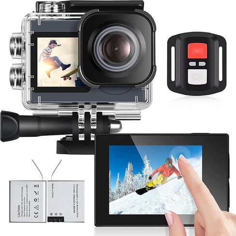 icefox Action Camera 4K Underwater Camera External Microphone Waterproof 40M Ultra HD 20MP Camera 170 ° Ultra Wide Angle WiFi Camcorder, Gray in Kuwait
