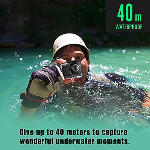 icefox Action Camera 4K Underwater Camera External Microphone Waterproof 40M Ultra HD 20MP Camera 170 ° Ultra Wide Angle WiFi Camcorder, Gray in Kuwait