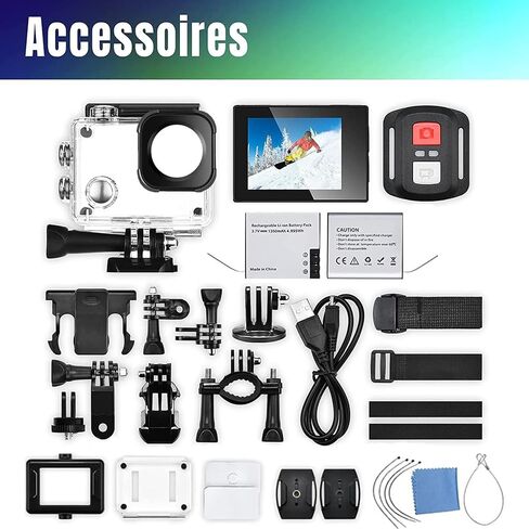 icefox Action Camera 4K Underwater Camera External Microphone Waterproof 40M Ultra HD 20MP Camera 170 ° Ultra Wide Angle WiFi Camcorder, Gray in Kuwait