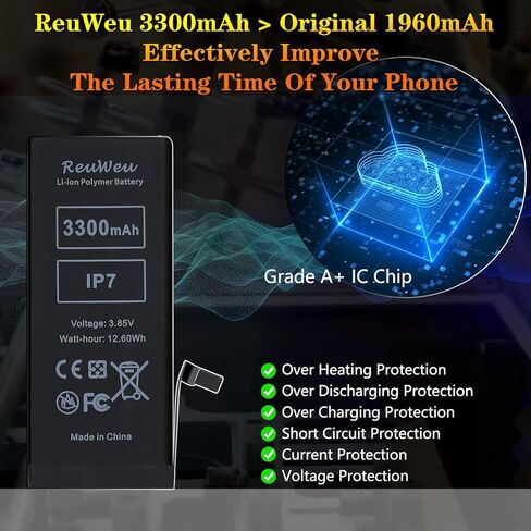 ReuWeu Replacement for iPhone 7 Battery 4.7" All Carriers Upgraded Capacity with Repair Tool Kit in Kuwait