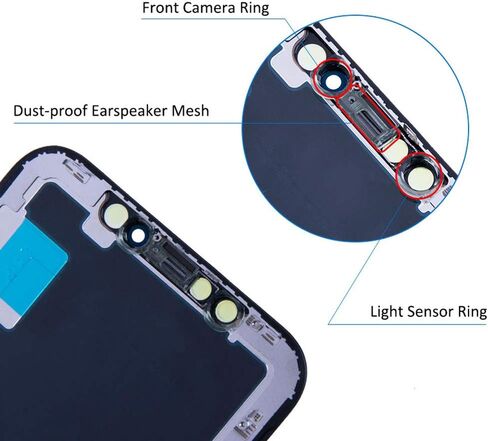 طقم استبدال شاشة LCD لموبايل ايفون X 5.8 بوصة مع اطار محول رقمي ثلاثي الابعاد يعمل باللمس مع مجموعة ادوات اصلاح باللون الاسود in Kuwait
