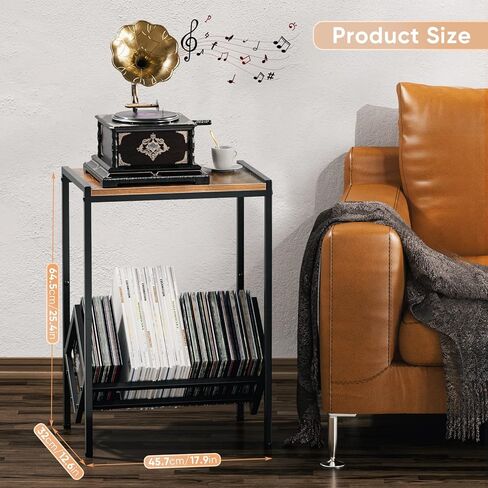 BOEASTER Record Player Stand with Vinyl Storage, Turntable Stand with Record Storage Up to 80 Albums, Record Player Table Shelf for Living Room Bedroom Office in Kuwait