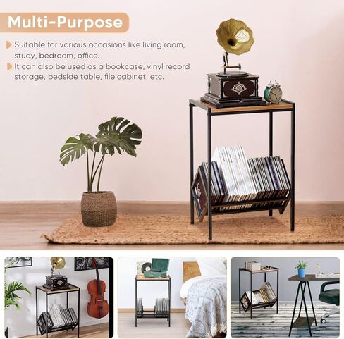 BOEASTER Record Player Stand with Vinyl Storage, Turntable Stand with Record Storage Up to 80 Albums, Record Player Table Shelf for Living Room Bedroom Office in Kuwait