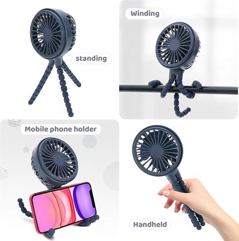 LAT Stroller Fan Flexible Tripod Clip On Fan,Portable Fan Car Seat Baby Fan with Flexible Tripod (Navy Blue) in Kuwait