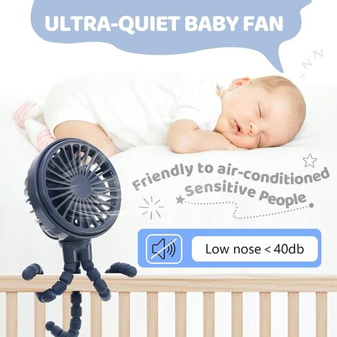 LAT Stroller Fan Flexible Tripod Clip On Fan,Portable Fan Car Seat Baby Fan with Flexible Tripod (Navy Blue) in Kuwait