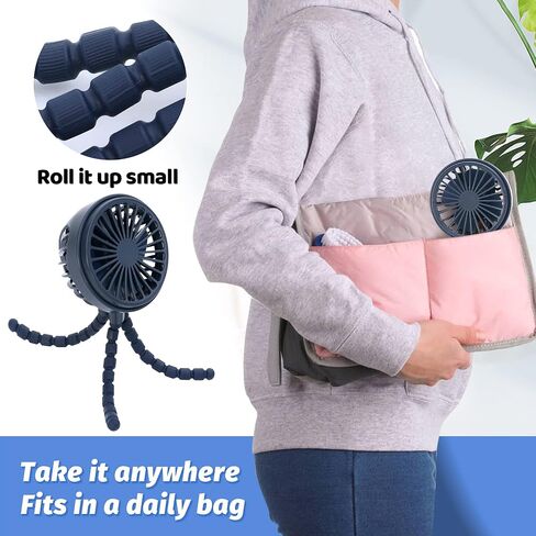 LAT Stroller Fan Flexible Tripod Clip On Fan,Portable Fan Car Seat Baby Fan with Flexible Tripod (Navy Blue) in Kuwait
