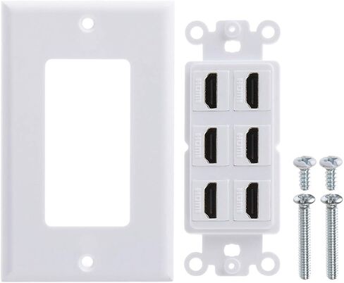 TENINYU Single HDMI Wall Plate, HDMI Socket Plug Insert Jack Outlet Panel Mount Support 4K 60Hz HDR 1080P 3D Ethernet Built in High Speed Cable Extension Coupler for Projector & Home Theater (1 Port) in Kuwait