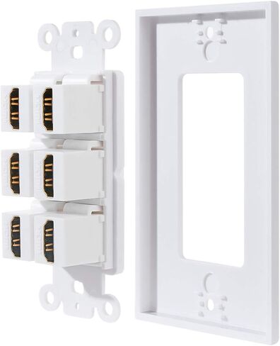 TENINYU Single HDMI Wall Plate, HDMI Socket Plug Insert Jack Outlet Panel Mount Support 4K 60Hz HDR 1080P 3D Ethernet Built in High Speed Cable Extension Coupler for Projector & Home Theater (1 Port) in Kuwait