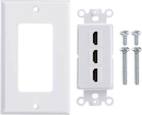 TENINYU Single HDMI Wall Plate, HDMI Socket Plug Insert Jack Outlet Panel Mount Support 4K 60Hz HDR 1080P 3D Ethernet Built in High Speed Cable Extension Coupler for Projector & Home Theater (1 Port) in Kuwait