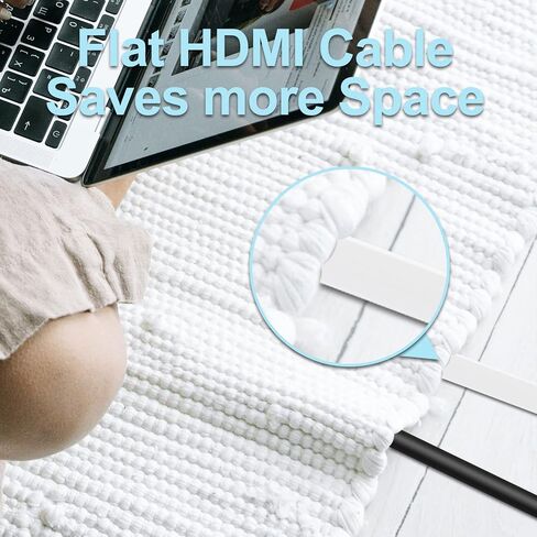 Postta Flat HDMI Cable 30 Feet Flat HDMI 2.0 Cord Support 4K, 3D, 2160p, 1080p, Ethernet and Audio Return-White-Red in Kuwait