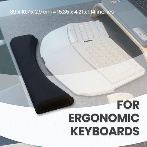Perixx PERIPRO-512 Ergonomic Keyboard Wrist Rest - Gel Cushion Support - Compatible with Various Ergo Keyboard - Dimension 17.32x3.94x1.30 inches - Black in Kuwait