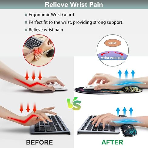 Mouse Pad with Wrist Rest Set, 3-in-1 Wrist Support Mouse Pad Set, Floral | Gaming MousePad with Anti-Skid Base,Ergonomic Mouse Pad,Memory Foam Keyboard Gel Wrists Rest in Saudi Arabia