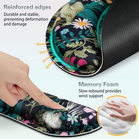 Mouse Pad with Wrist Rest Set, 3-in-1 Wrist Support Mouse Pad Set, Floral | Gaming MousePad with Anti-Skid Base,Ergonomic Mouse Pad,Memory Foam Keyboard Gel Wrists Rest in Saudi Arabia
