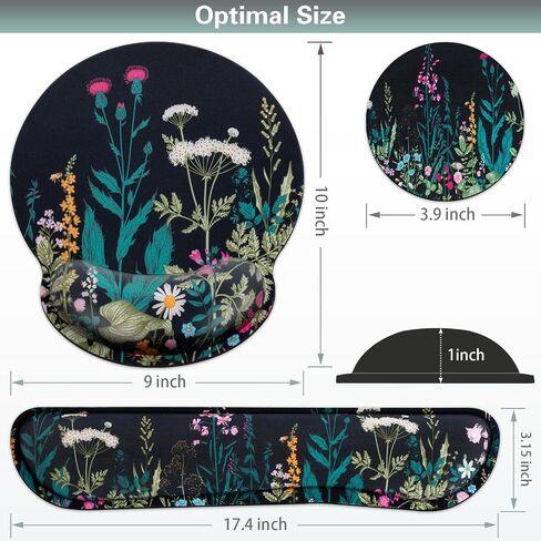 Mouse Pad with Wrist Rest Set, 3-in-1 Wrist Support Mouse Pad Set, Floral | Gaming MousePad with Anti-Skid Base,Ergonomic Mouse Pad,Memory Foam Keyboard Gel Wrists Rest in Saudi Arabia