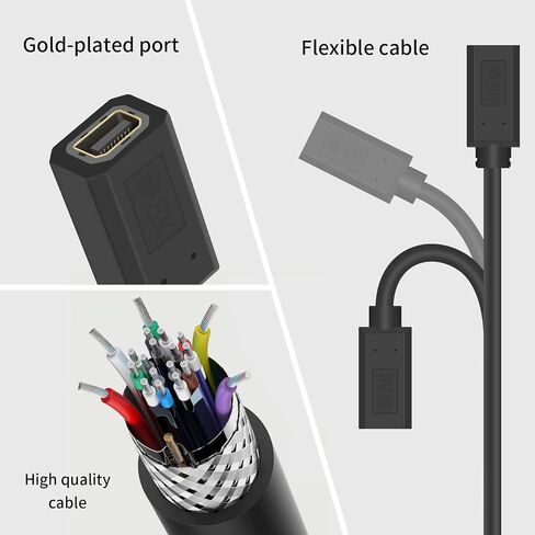 Duttek 8k DisplayPort to Mini Displayport Extender Cable 1FT, Mini DP to DP1.4, Up Angled DP Male to Mini Displayport Female Cable with Gold-Plated for Gaming Monitor, TV, Laptop 30cm in Kuwait