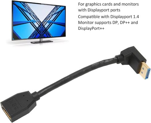 Displayport Extension Cable, 0.15m 32.4Gbps Displayport 90 Degree Male to Displayport Female Display Port Cable, for Graphics Cards and Monitors with Displayport Ports in Saudi Arabia