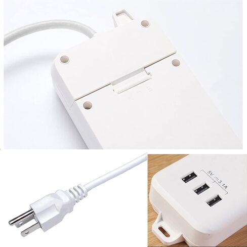 شريط طاقة عالمي مع 3 منافذ USB 3 تيار متردد، شريط طاقة أبيض قابل للسحب، واقي من التيار الكهربائي الأوروبي 220 فولت/240 فولت، أسلاك تمديد بطول 6.5 قدم للسفر والمنزل والمكتب in Kuwait