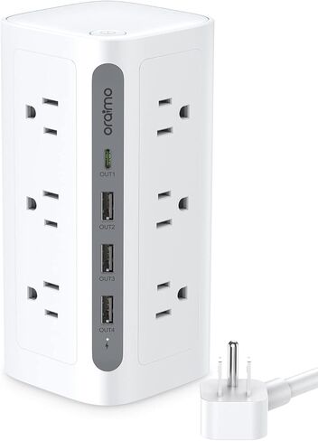 واقي التيار الكهربائي لبرج قطاع الطاقة (1800J)، برج طاقة 16 في 1 من أوريمو مع منافذ USB وسلك تمديد بطول 5 أقدام، برج شحن مدمج للوازم المكتبية، أساسيات غرفة النوم in Kuwait