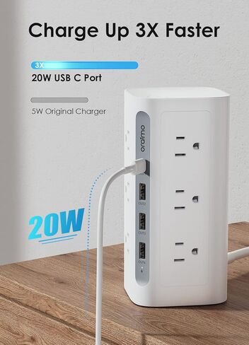 واقي التيار الكهربائي لبرج قطاع الطاقة (1800J)، برج طاقة 16 في 1 من أوريمو مع منافذ USB وسلك تمديد بطول 5 أقدام، برج شحن مدمج للوازم المكتبية، أساسيات غرفة النوم in Kuwait