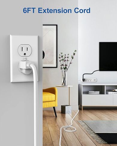 سلك تمديد طويل لقطاع الطاقة USB بطول 12 قدمًا، 3 منافذ، 2 منافذ USB (2.4 أمبير/12 وات)، حماية من الحمل الزائد، شريط طاقة قابل للتركيب للمكتب المنزلي، 1250 وات/10 أمبير، مدرج في قائمة SGS، أبيض. عبوتان in Kuwait