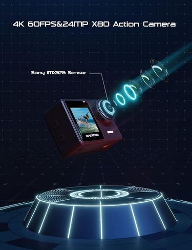 Apexcam 24MP 4K Action Camera EIS Touch Screen 40M Waterproof Underwater Camera, Wide Angle Dual Screen Camera for Vlog(External Mic,Remote Control, Charger and Helmet Accessories) in Kuwait