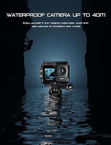 Apexcam 24MP 4K Action Camera EIS Touch Screen 40M Waterproof Underwater Camera, Wide Angle Dual Screen Camera for Vlog(External Mic,Remote Control, Charger and Helmet Accessories) in Kuwait