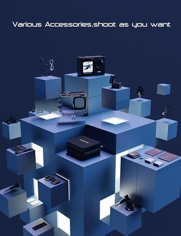 Apexcam 24MP 4K Action Camera EIS Touch Screen 40M Waterproof Underwater Camera, Wide Angle Dual Screen Camera for Vlog(External Mic,Remote Control, Charger and Helmet Accessories) in Kuwait