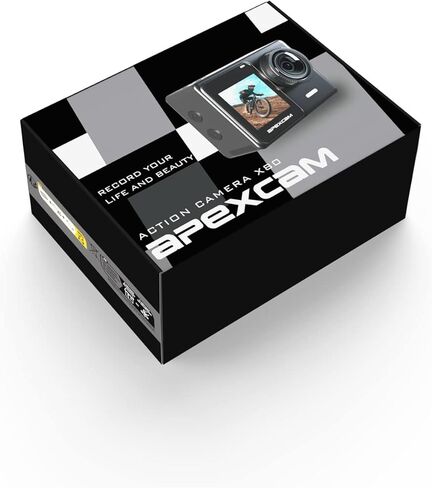 Apexcam 24MP 4K Action Camera EIS Touch Screen 40M Waterproof Underwater Camera, Wide Angle Dual Screen Camera for Vlog(External Mic,Remote Control, Charger and Helmet Accessories) in Kuwait