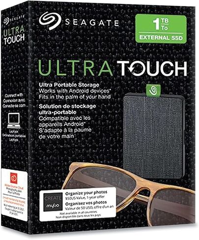 Seagate Ultra Touch HDD 1TB External Hard Drive – Black USB-C USB 3.0, 1-year Mylio Create, 4 months Adobe Creative Cloud Photography plan and Rescue Services (STHH1000400) in Saudi Arabia