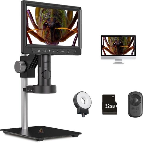 مجهر رقمي بشاشة IPS عالية الوضوح مقاس 10.1 بوصة، مجهر عملة معدنية 12 مليون بكسل، مجهر إصلاح إلكتروني للبالغين، يدعم نظام Windows xP.vista/7/8/10/11Mocos X 11.0 in Kuwait